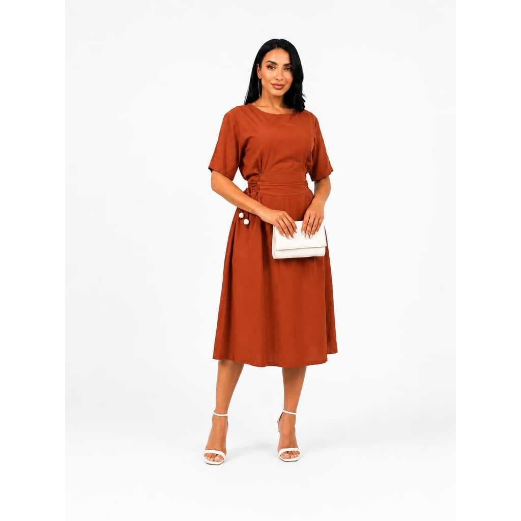 Vestido Feminino Modesto E Elegante Com Amarração Lateral Moda Evangelica  Midi Moda Cristã