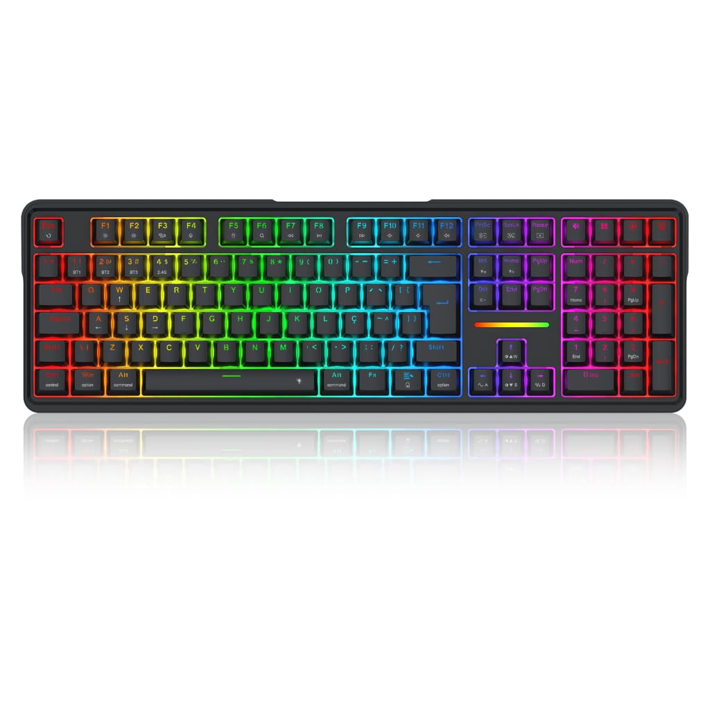 Teclado Mecânico Gamer Redragon Antonium Pro RGB Preto Full Size ABNT2 Switch Manbo Hotswap Keycaps Doubleshot ABS