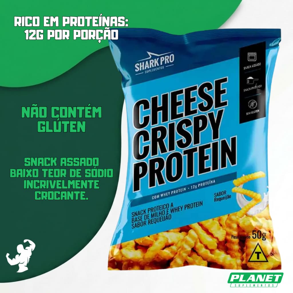 Crispy protein 50g Shark salgadinho crocante proteína snack saudável saciedade recuperação muscular