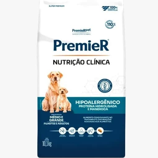 Ração Premier Nutrição Clínica Hipoalergênico para Cães de Médio e Grande Porte 10,1kg
