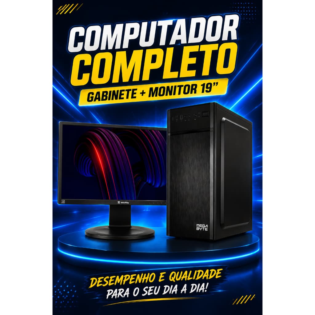 Computador Seminovo Completo Office Intel Core i5 3330 (3ª Geração), 16GB RAM, 240GB SSD, Monitor 19" 60hz, Windows 10