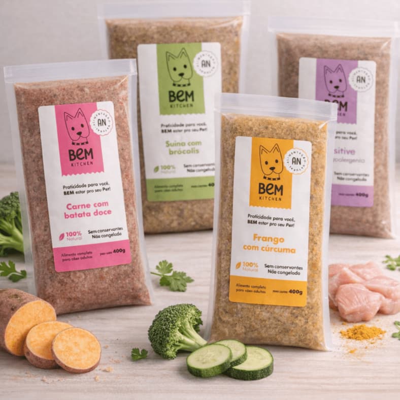 Ração Natural para Cachorro 400g Alimentação Natural Cães Comida Natural Sem Conservantes Frango Carne Suína
