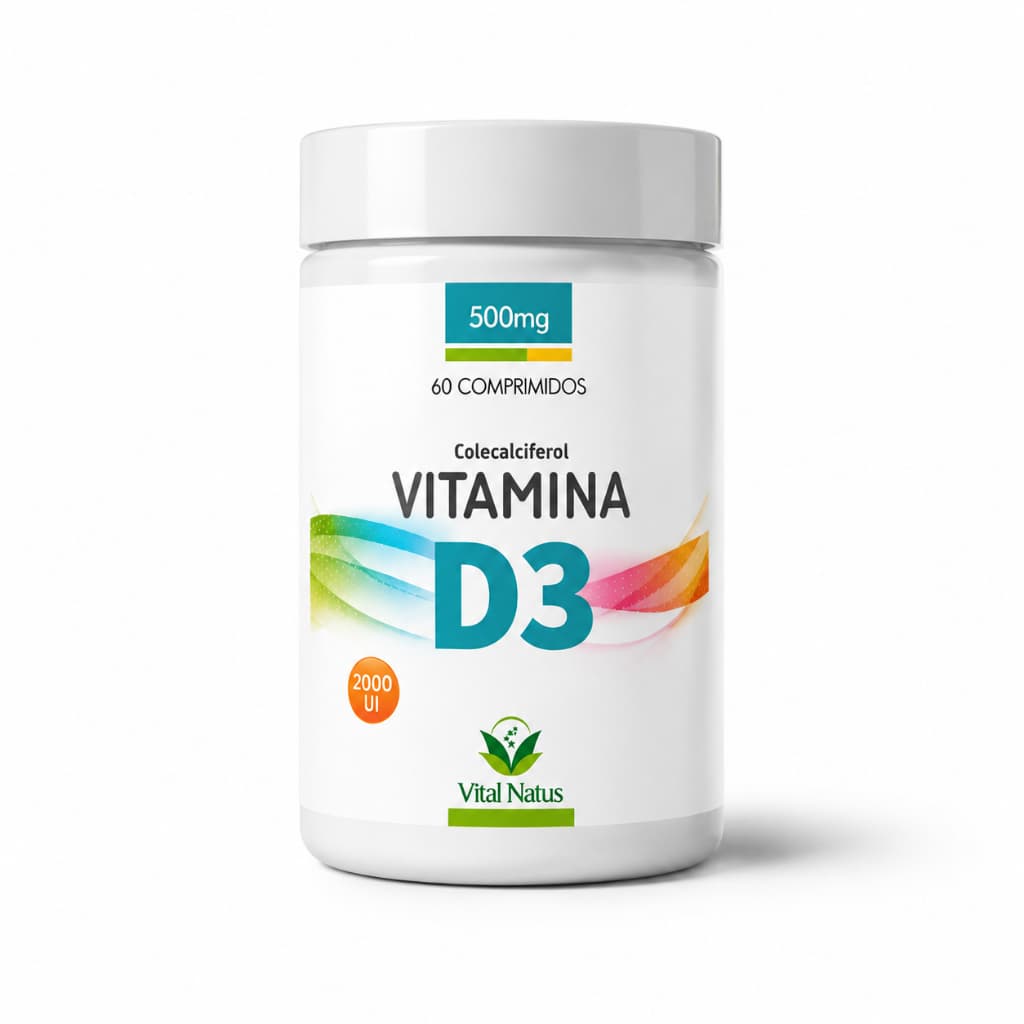 Vitamina D3 2000 UI 60 Comprimidos Vitamina D Colecalciferol Vital Natus Suplemento Alimentar