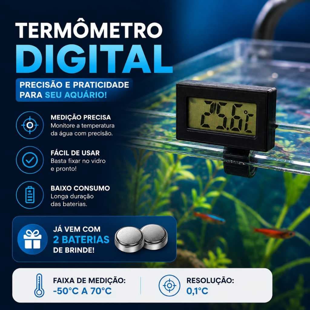 Termômetro Digital para Aquário com Sensor Externo e Display LCD  Descrição