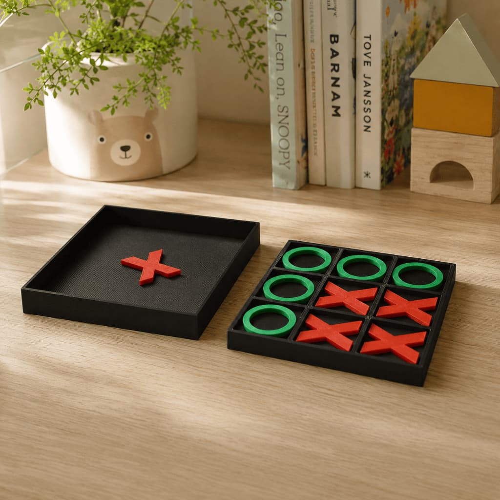 Jogo da Velha Portátil com tampa Jogo de Mesa Compacto para Crianças e Adultos Viagem Família Presente Educativo Lazer