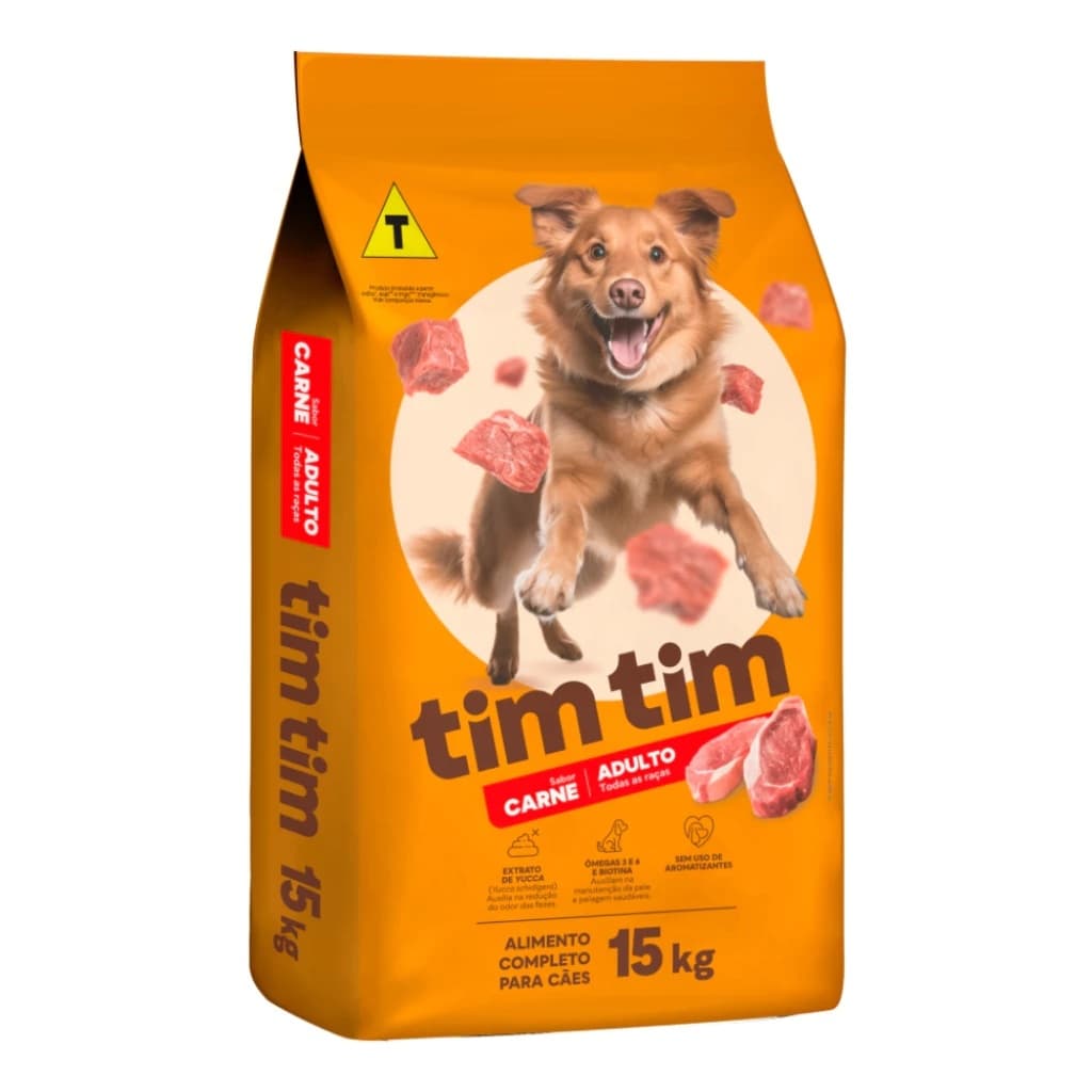 Ração Premium para Cachorro Cães Adultos 18% Proteína Sabor Carne 15 Kg