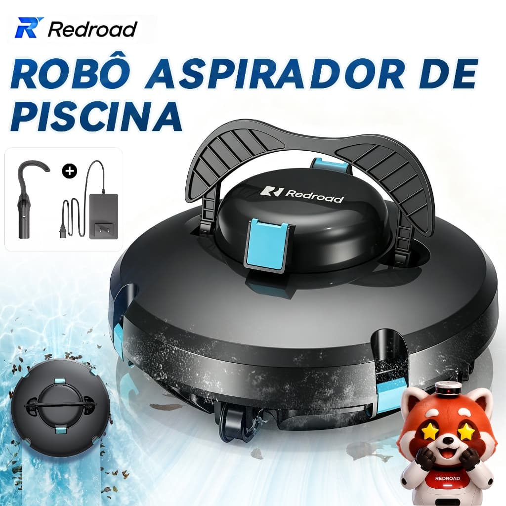 Aspirador Piscina sem Fio Inteligente 150Min  Limpeza Automática Piscinas Até 120m² Redroad S1