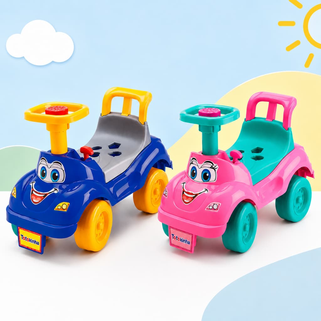 Carrinho De Passeio Totokinha Clássica Triciclo Andador Azul e Rosa - Cardoso