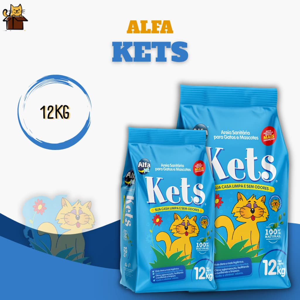 Areia Sanitária Higiênica Para Gatos Anti Odor Kets Pacote de 12kg