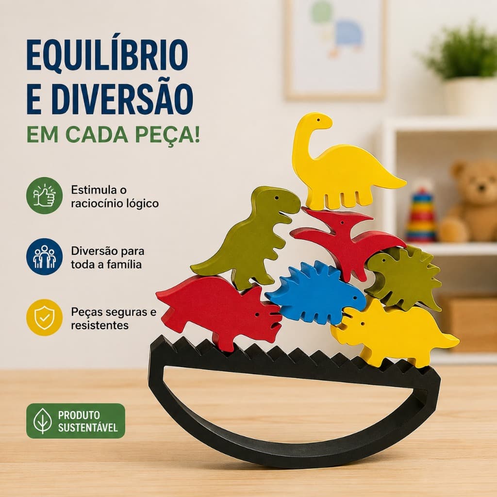 Jogo Dinossauro Equilíbrio 3d Brinquedo Educativo Infantil - equilibra dino - Educativo Coordenação Motora
