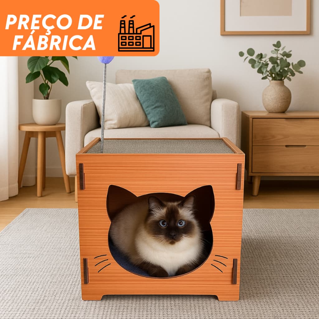 Nicho Toca Casinha Para Gato Mdf Com Carpete Arranhador Playgroud