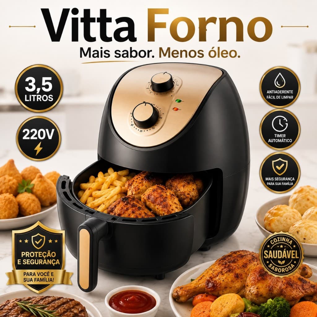 Air Fryer 3,5 Litros Sem Oleo Fritadeira Eletrica com Time Automatico e Antiaderente 220V Cesto Antiaderente Sem Óleo