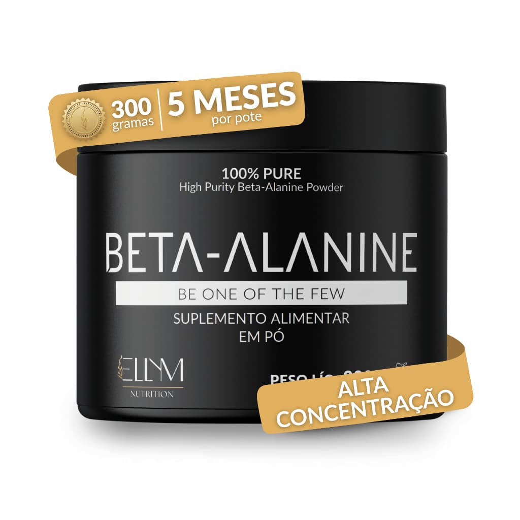 Beta Alanina 100% Pura 300g Ellym Nutrition Suplemento Nutricional em Pó Pré Treino Resistência Desempenho Muscular