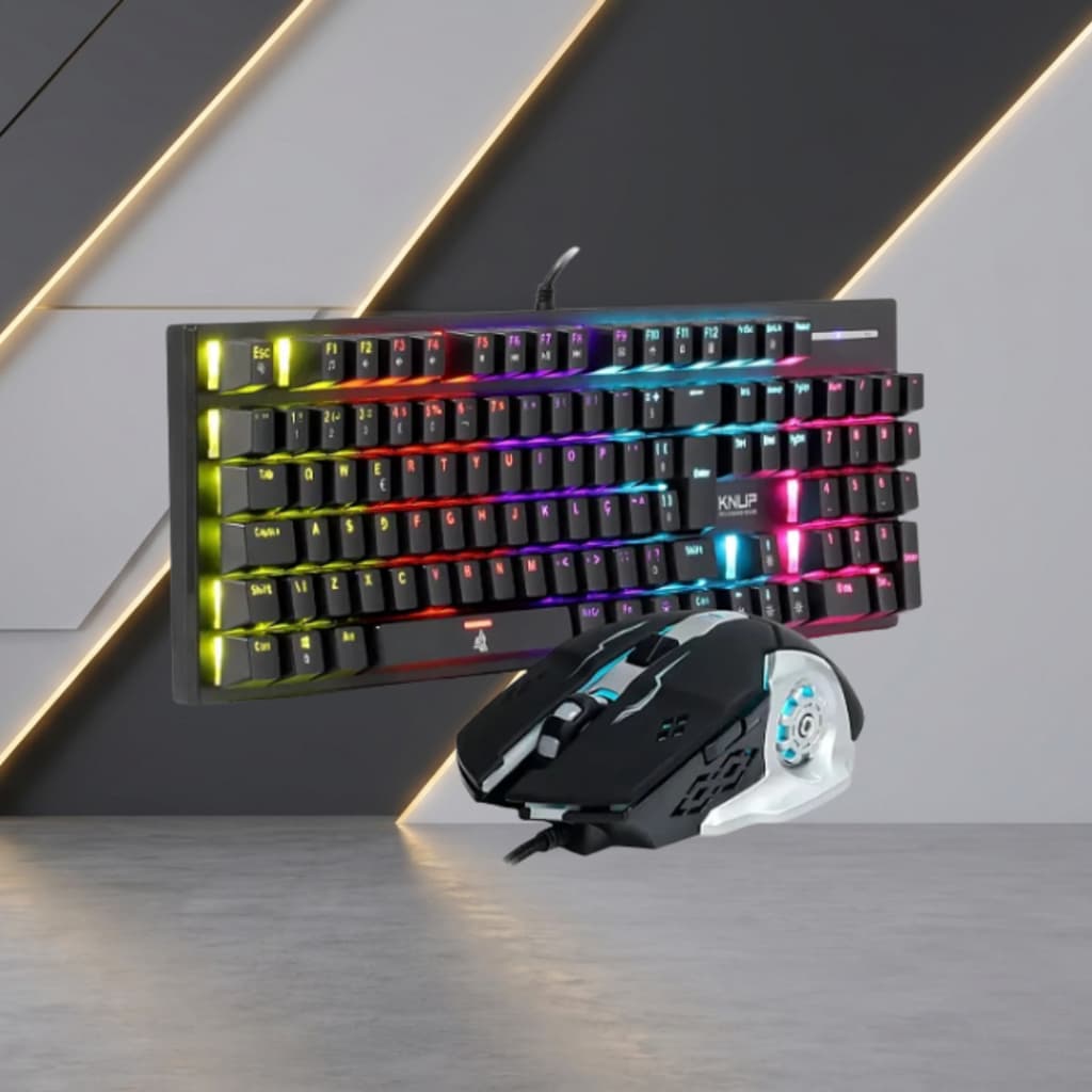 KIT GAMER TECLADO E MOUSE KNUP TE - 131 MECANICO