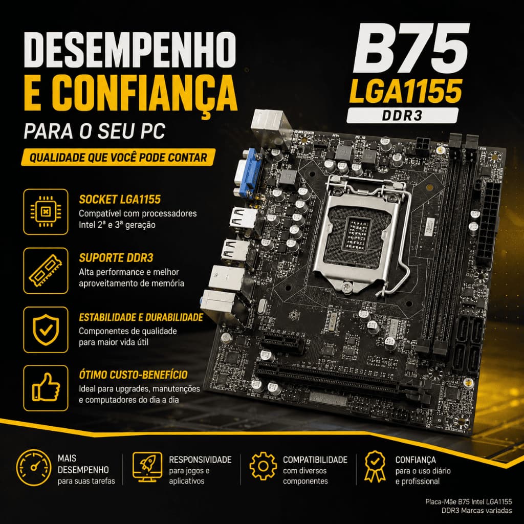 Placa-Mãe B75 Intel LGA1155 DDR3 Marcas variadas