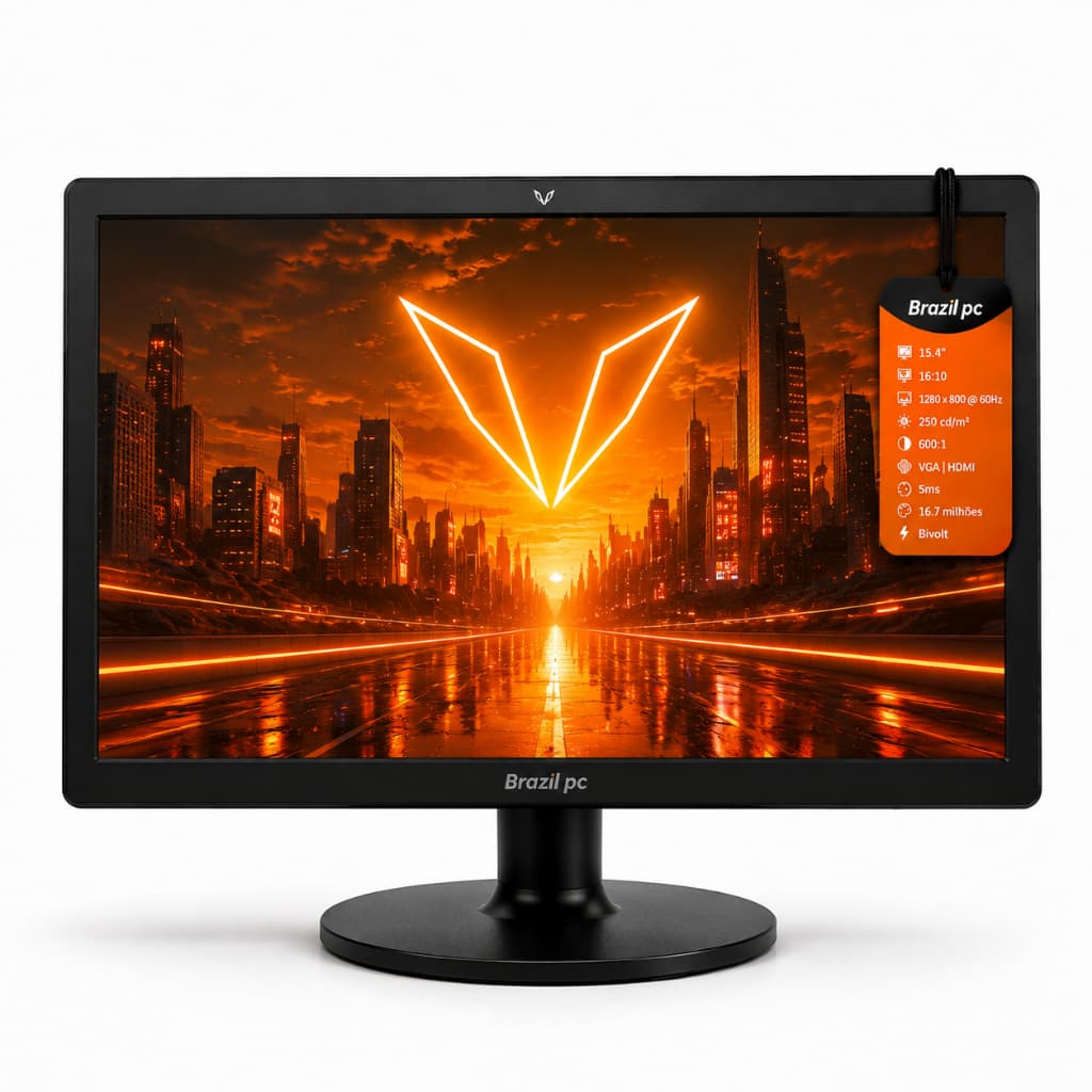 Monitor Gamer Brazil PC com tela de 15.4" 60Hz 5ms e resolução WXGA