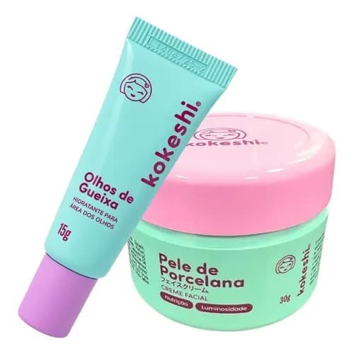 Kit ou Unitário Dupla Renovadores Faciais Kokeshi Pele Porcelana Olhos Gueixa