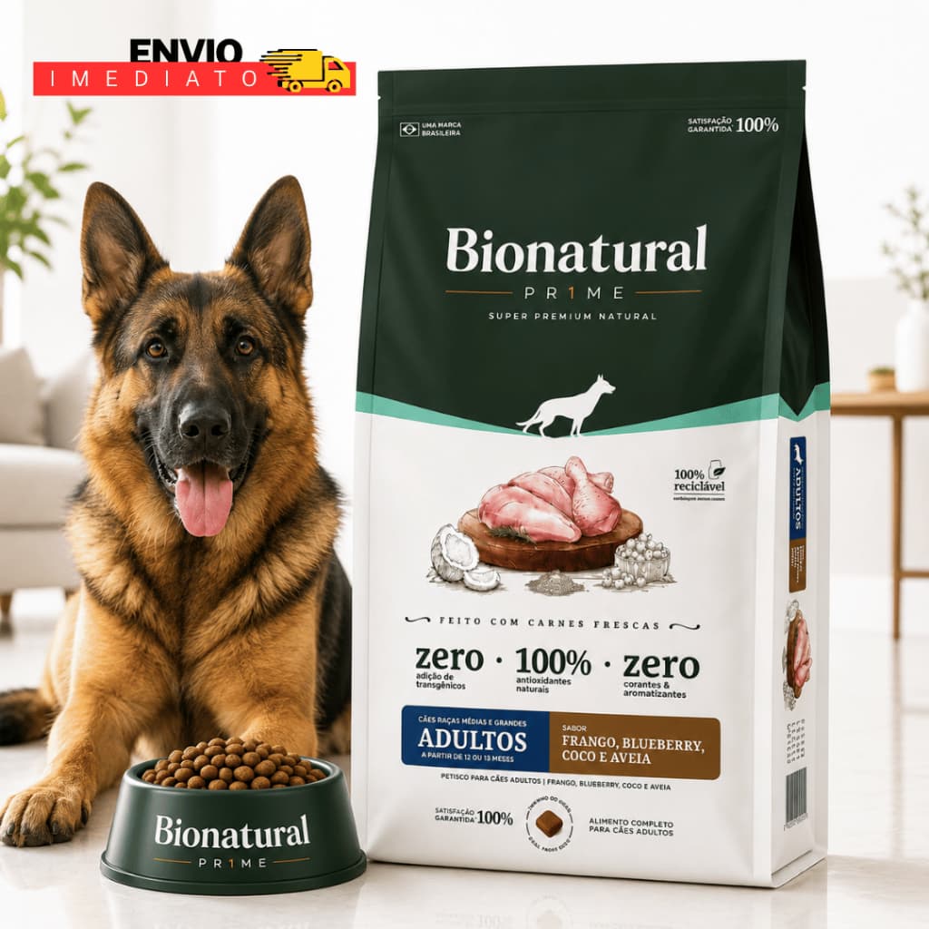 Ração Para Cachorro Super Premium Natural 20kg Sabor Frango e Blueberry - Envio Imediato