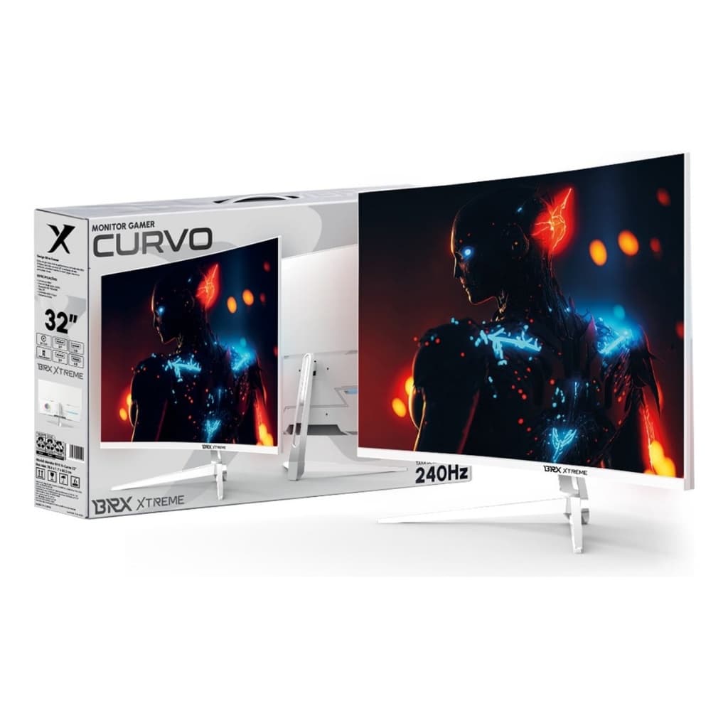 Monitor Gamer BRX 32 Curvo 240Hz Branco VA R1500 2ms HDMI DisplayPort Frameless Setup White MCBRXX32W24H