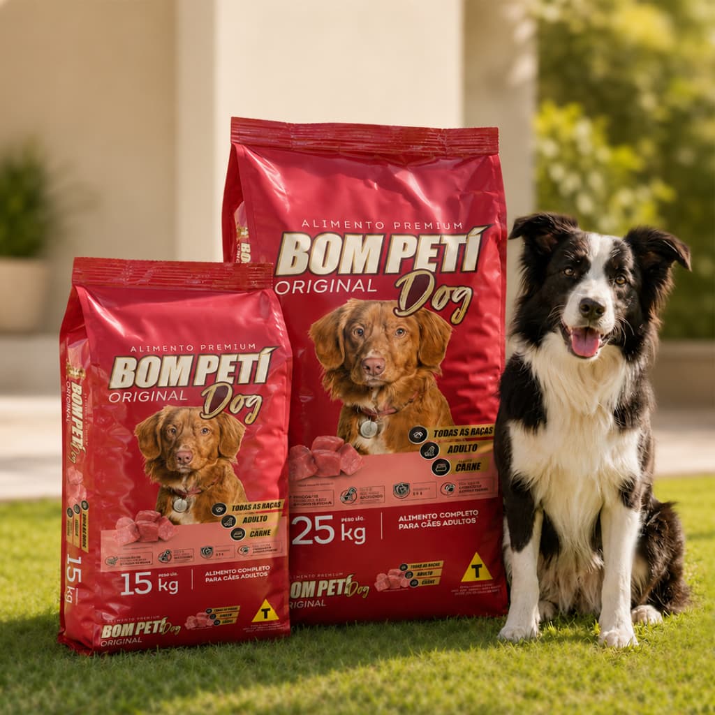 Ração Para Cachorro  Adulto 15kg e 25kg Bom Peti Dog Original Sabor Carne Nível Proteína 28%