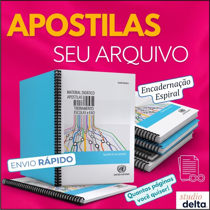 APOSTILAS - Impressão de Apostilas Até 500 páginas Colorida A4 com encadernação Frente e verso