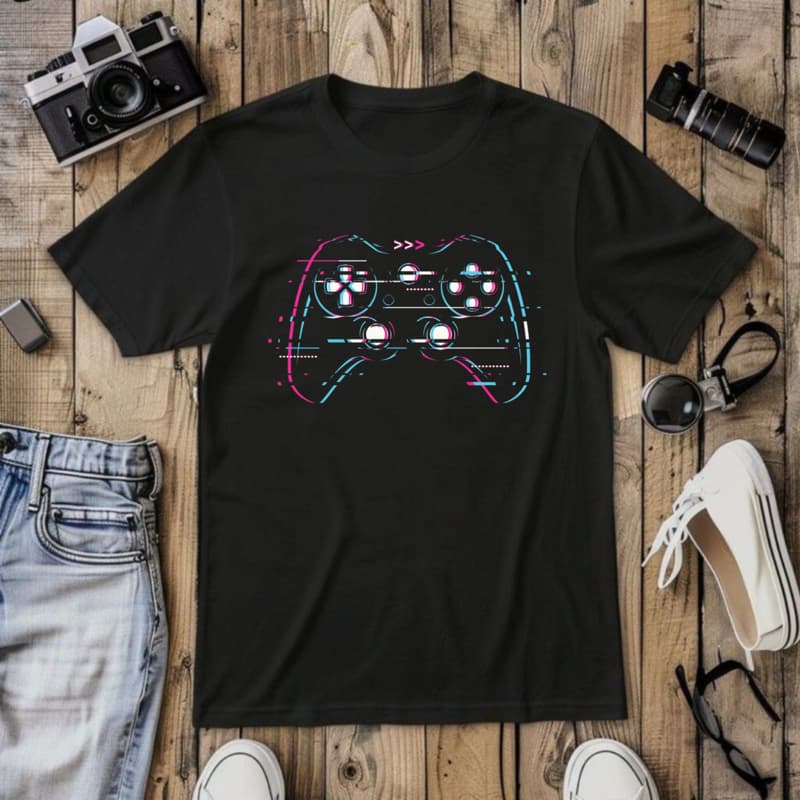 Camiseta Masculina Algodão Gamer Controle de Videogame Estampada Jogador Geek