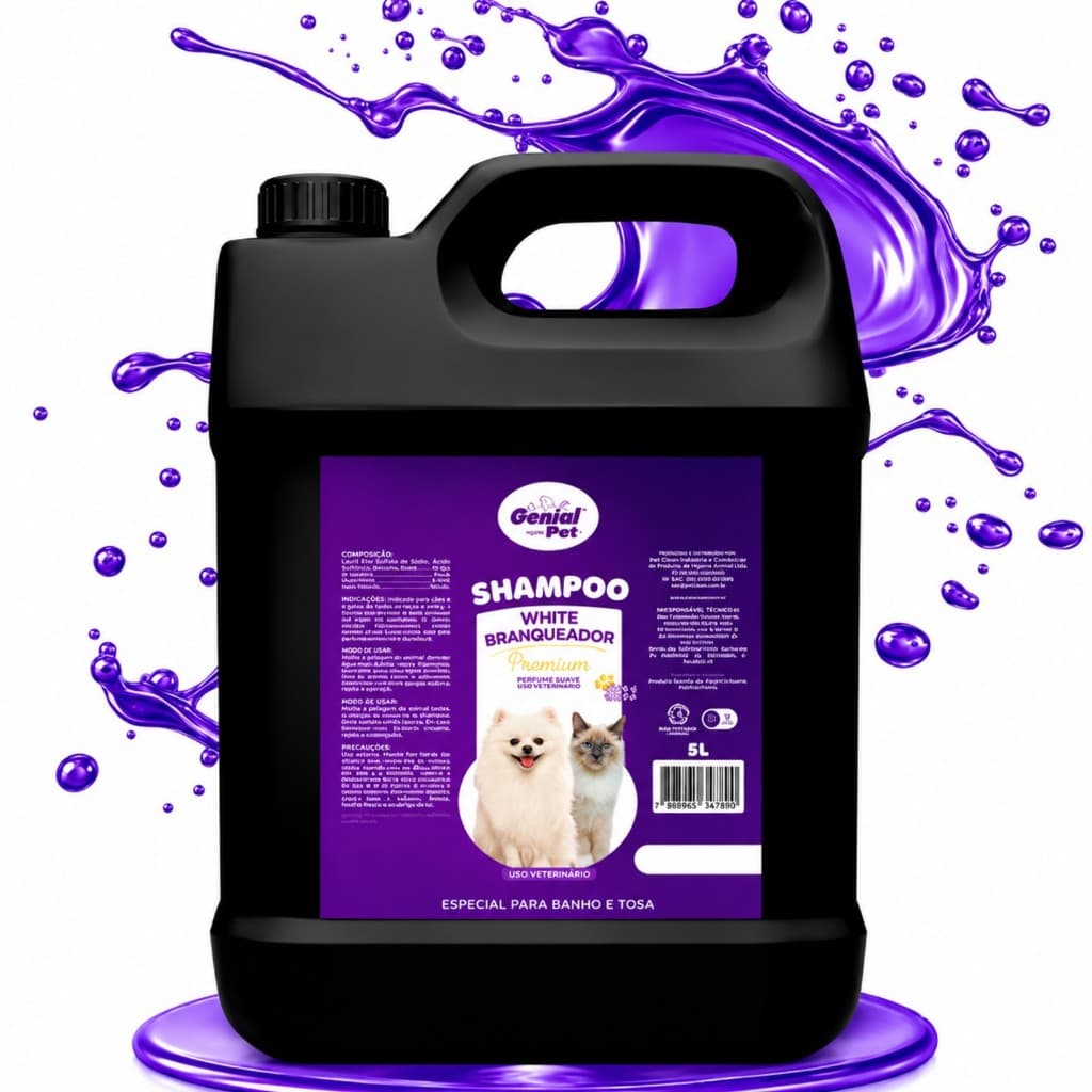 Shampoo Matizador Branqueador De Pelos Banho e Tosa Para Cachorro e Gato Profissional 5L