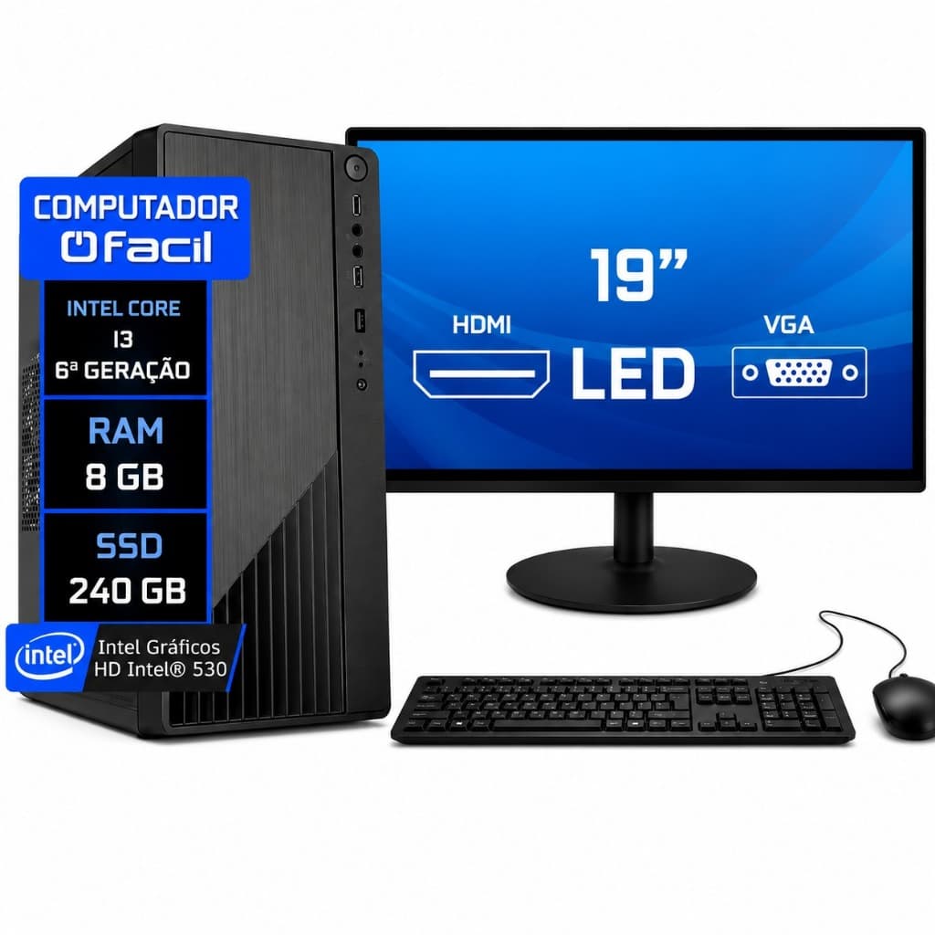Computador Completo Intel I3 6ª Geração 8gb Ssd 240gb