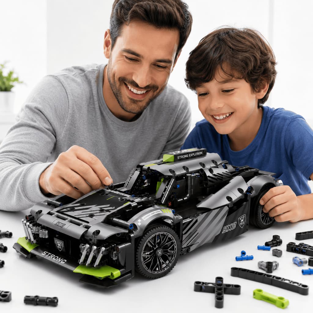 MSP Kids Blocos de Montar Carro Esportivo Infantil 1203 Peças Compatível Lego Technic Desenvolvimento Coordenação Motora