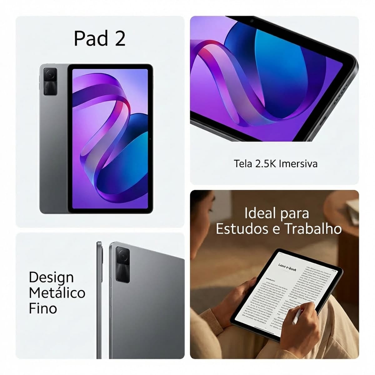 Tablet Redmi Pad 2 4GB 128GB 11P Tela 11 Polegadas Wi Fi Android para estudos entretenimento e