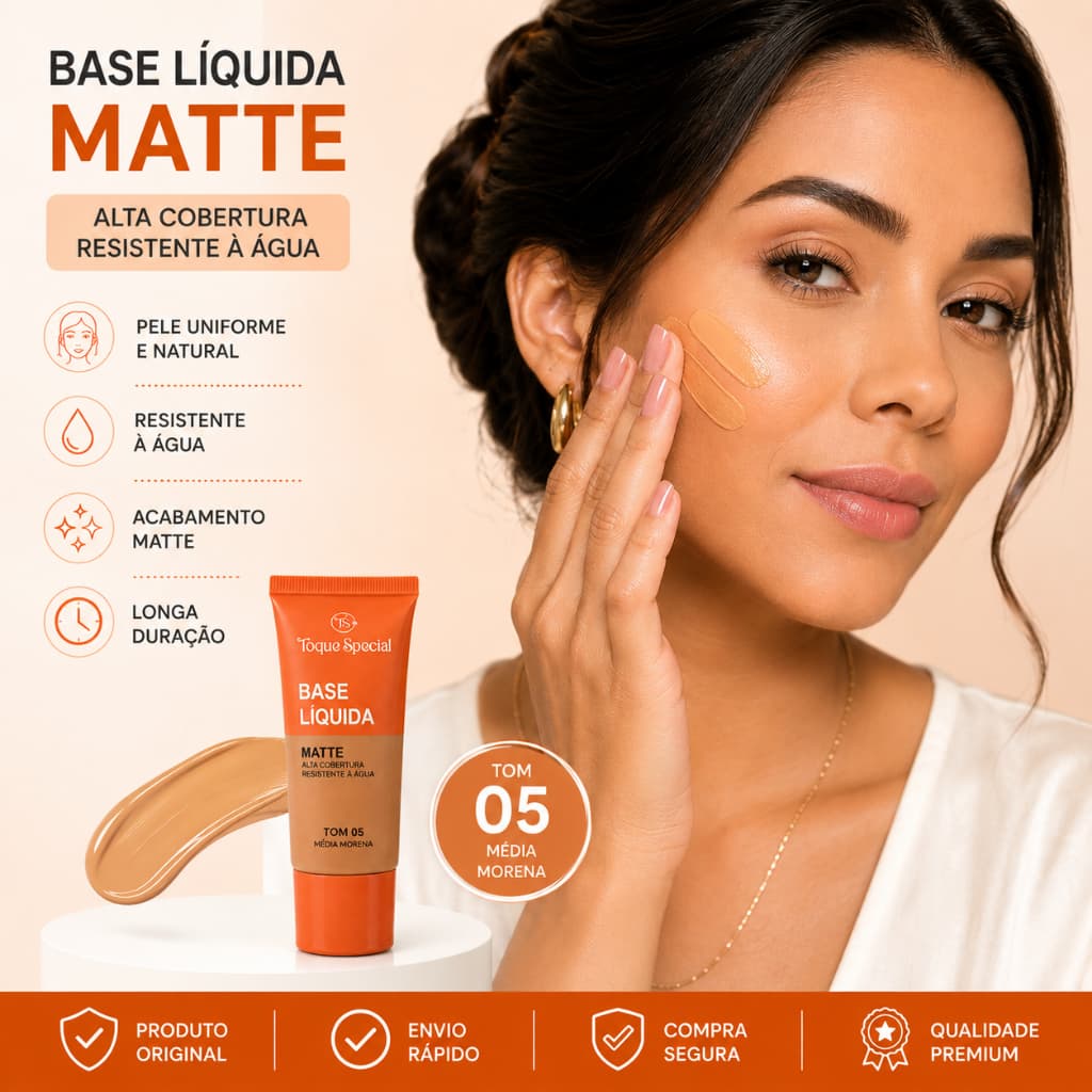 Base Líquida Matte Toque Special Alta Cobertura Resistente à Água Maquiagem Facial Efeito Natural Longa Duração
