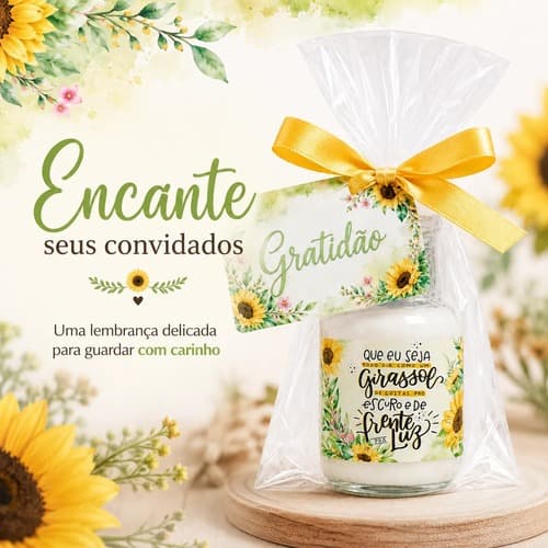 Kit 40 Mini Hidratante Girassol Aniversário Infantil Lembrancinha Mimo
