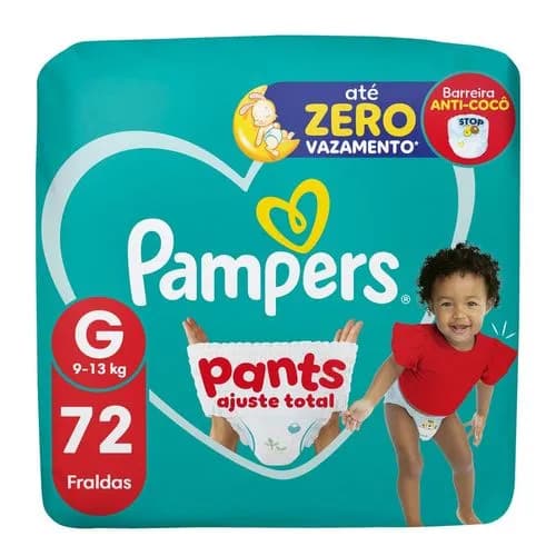 Fralda Pampers Pants Tamanho G 72 Unidades Unissex Proteção 12h - 9 a 13 kg