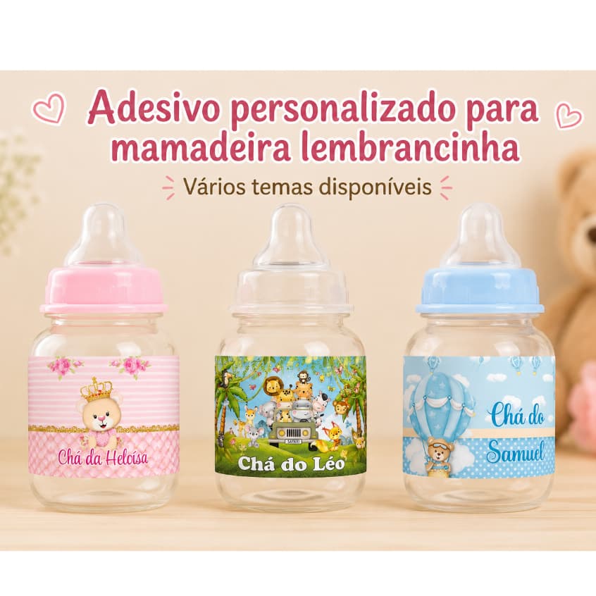 Adesivos Personalizados para Mamadeira Chá de Bebê