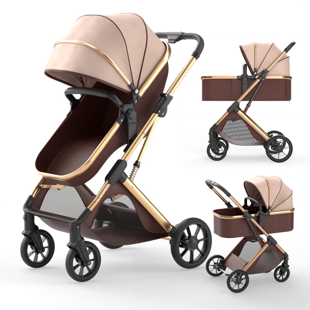 Carrinho Completo 3 EM 1 Com Conforto de Passeio Berço Reversível com até 15kg Dobrável Confortável De Bebê Europeu Luxo