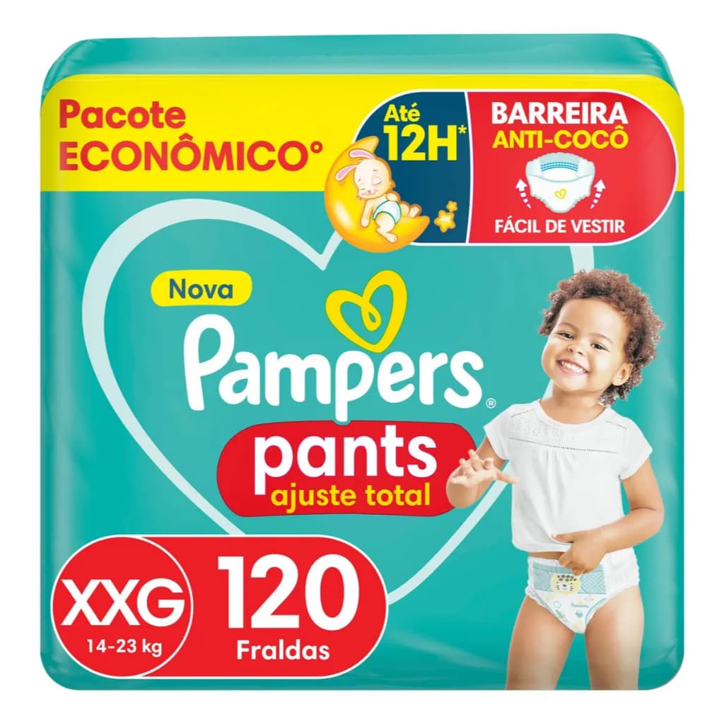 Fralda Pampers Pants Ajuste Total Tamanho XXG 120 Unidades - fralda unissex para criança