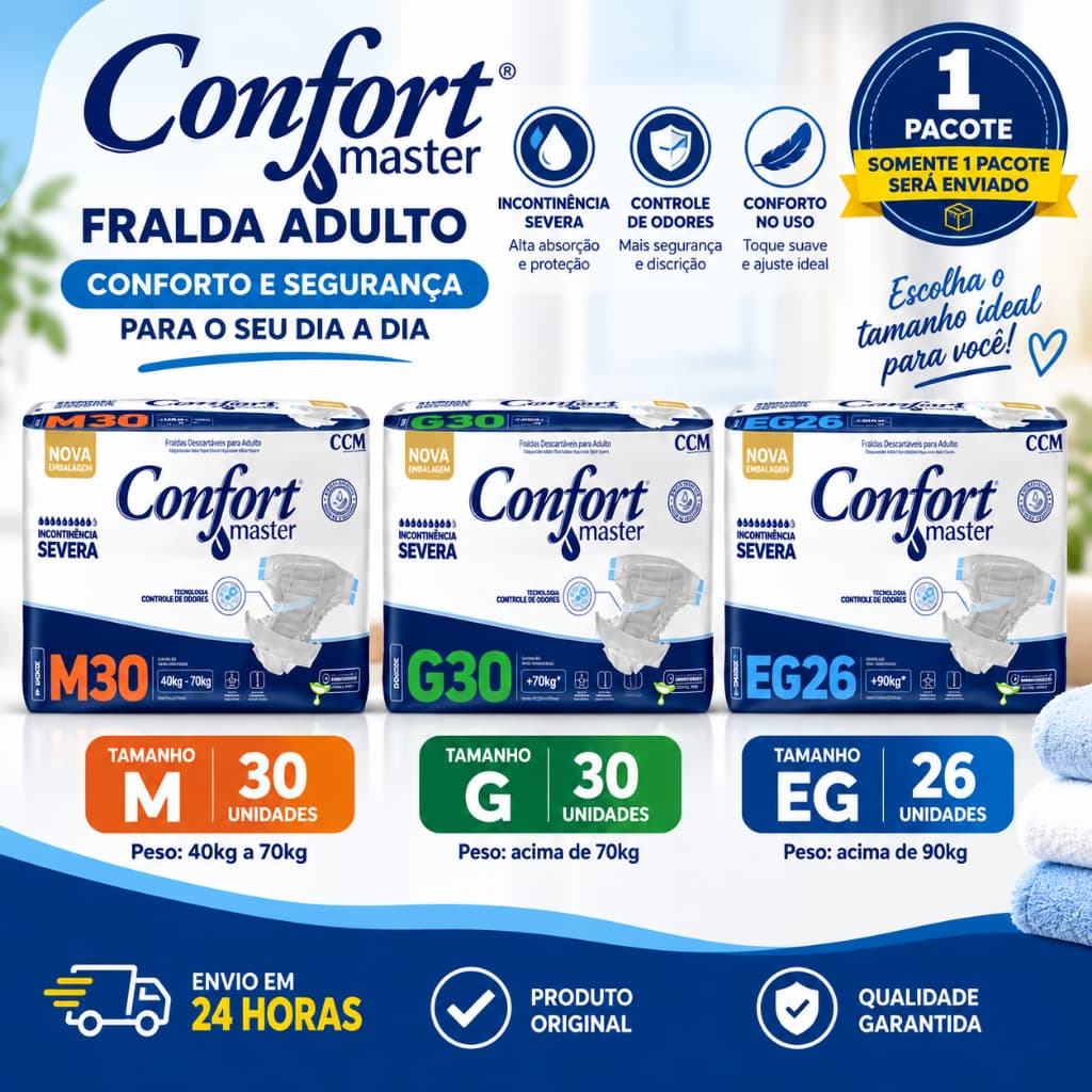 Fralda Geriátrica Adulto Confort Master Pacotão Econômica