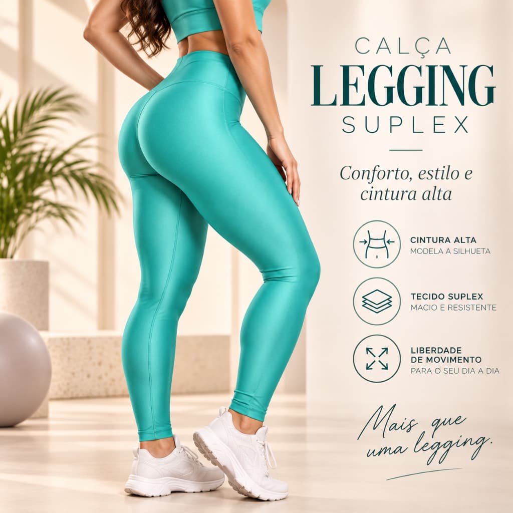Calça Legging Feminina Suplex Cintura Alta Grossa Fitness Academia Modeladora
