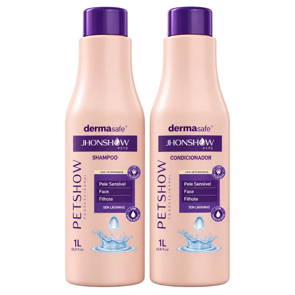 Shampoo Jhonshow Pets 1L para Cães e Gatos Pele Sensível pH Balanceado