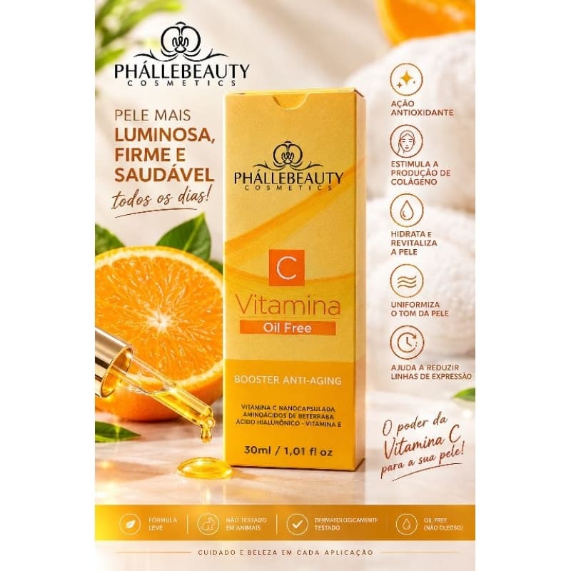 Sérum Facial Phállebeauty 30ml - Clareamento de Melasma, Vitamina C Sérum