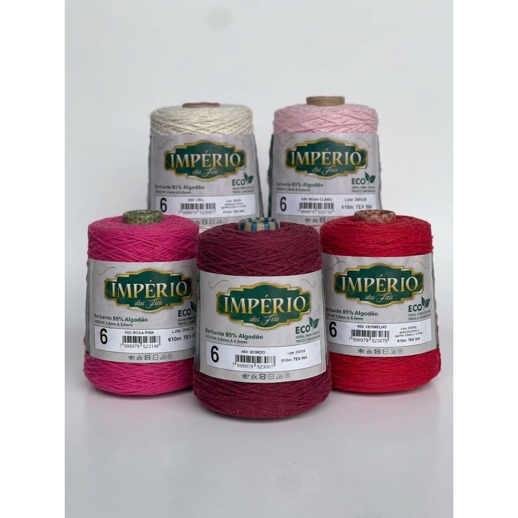 KIT 5 BARBANTES DE 600 g| FIO 6| PARA CROCHÊ  TRICÔ ARTESANATO| IMPÉRIO DOS FIOS