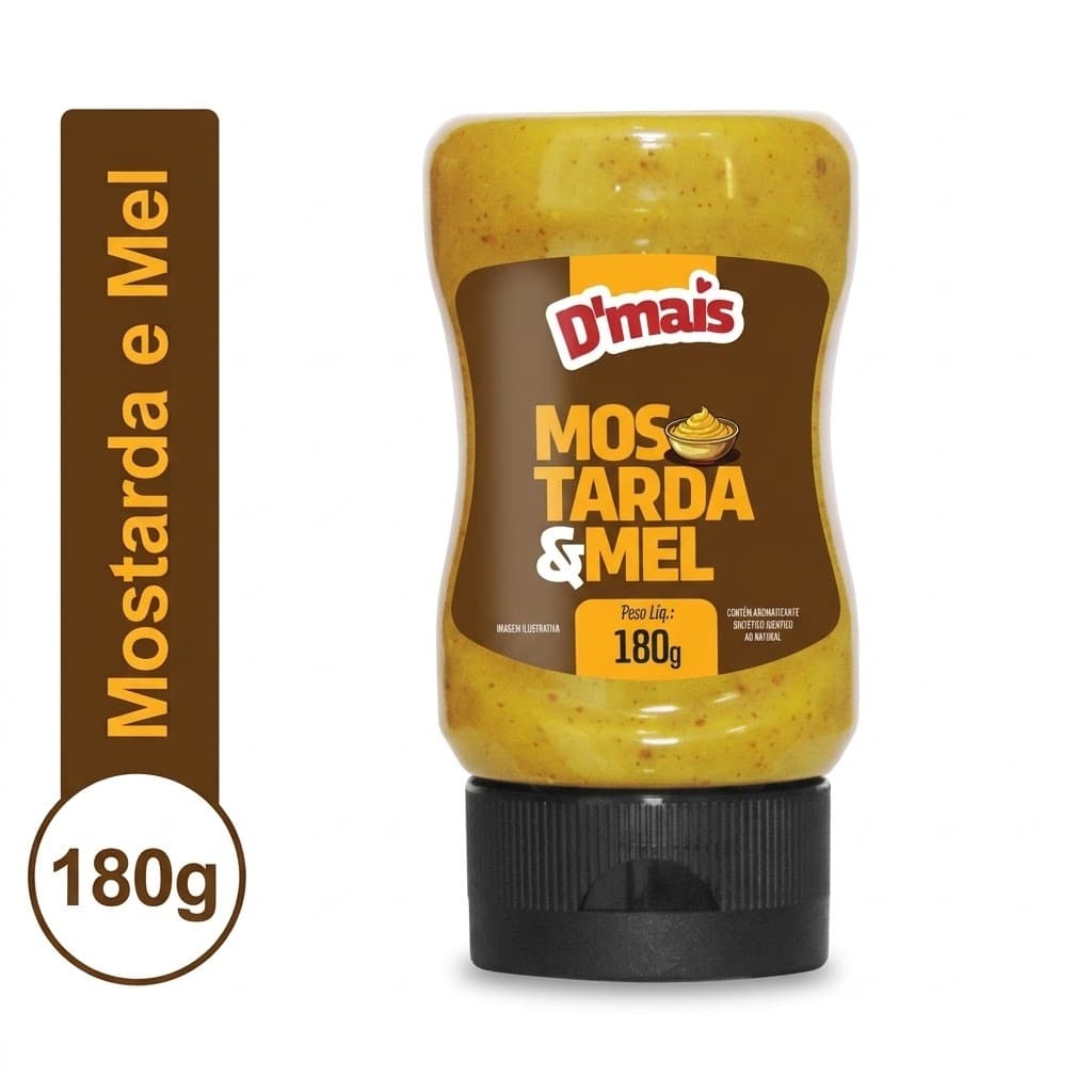 Molho Mostarda e Mel D'mais Bisnaga Squeeze 180g para Salada e Lanches
