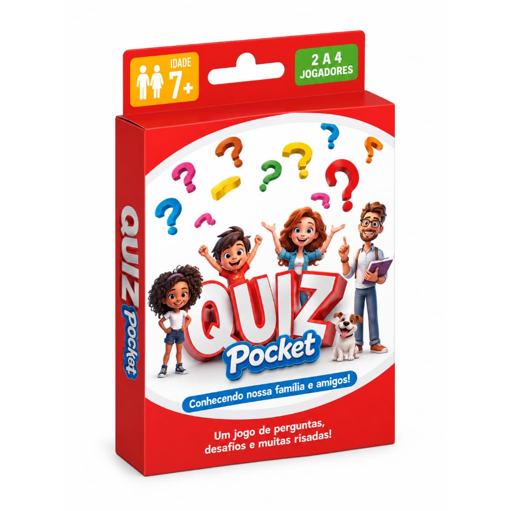 Jogo de Cartas Quiz Pocket Perguntas e Desafios Conhecendo Nossa Família e Amigos 2 a 4 Jogadores +7 Anos
