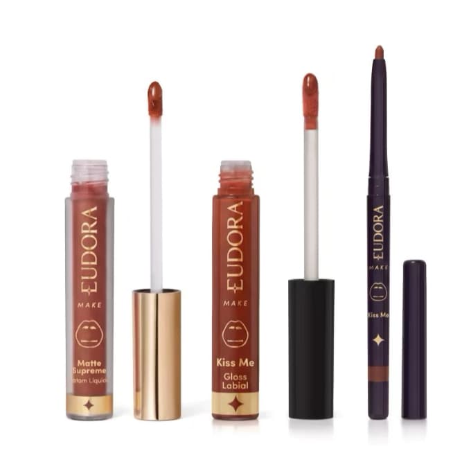 Eudora Kit Canela Eudora Adam Mitch: Batom Líquido Matte + Gloss + Lapiseira ( 3 Iténs)