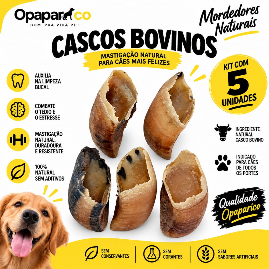 Mordedor Natural Artesanal Casco Bovino Opaparico - Kit de 5un