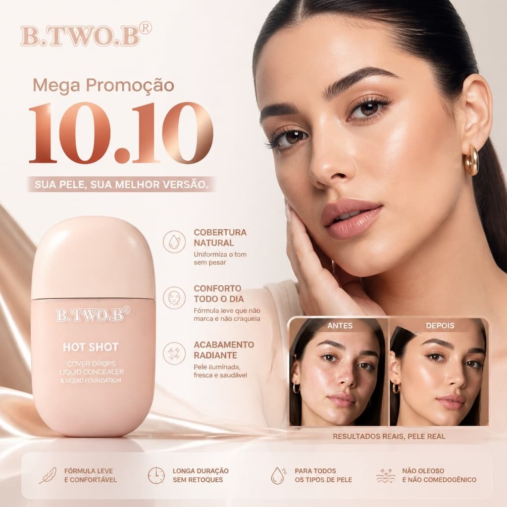 B.TWO.B Base Líquida Líquido Adesão Super Forte e Uso Duradouro Suave e Não Irritante 47g