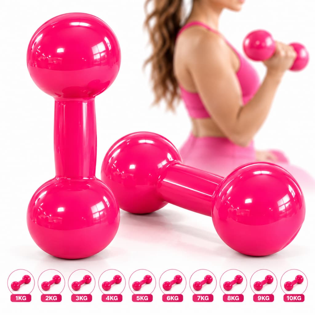 Halter Bola Rosa Emborrachado 1kg 2kg 3kg 4kg 5kg 7kg 8kg 9kg 10kg Funcional Fisioterapia Academia Peso Academia