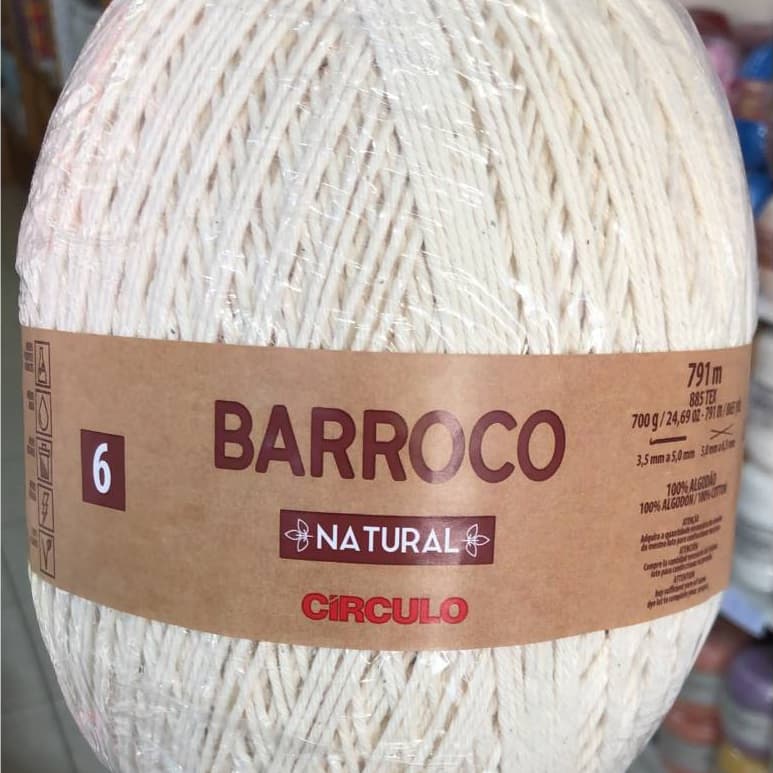 Barbante Barroco Natural 700g Círculo - Toque Macio e Durabilidade para Crochê e Tricô