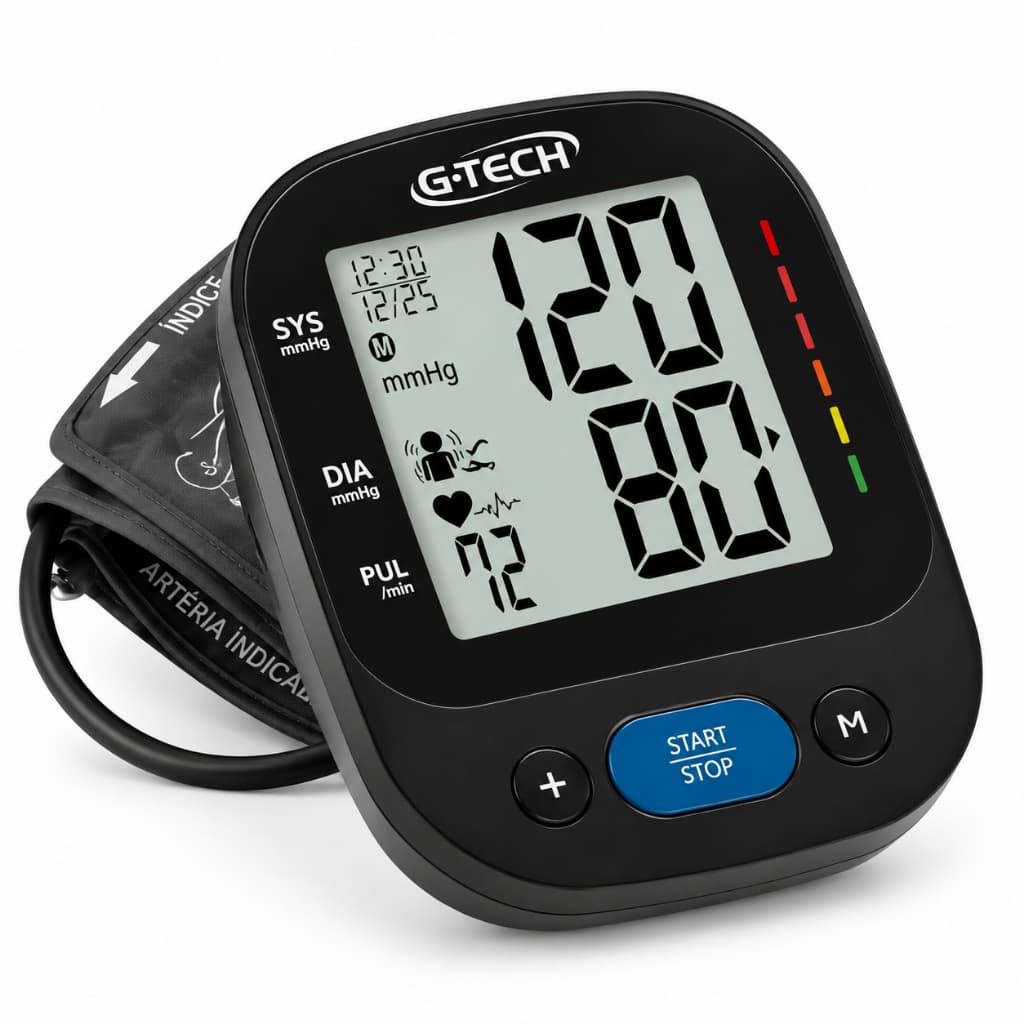 Aparelho de Pressão Digital G-Tech Smart Connect LA850BT Automático Braço Medidor Pressão Arterial Bateria Recarregável