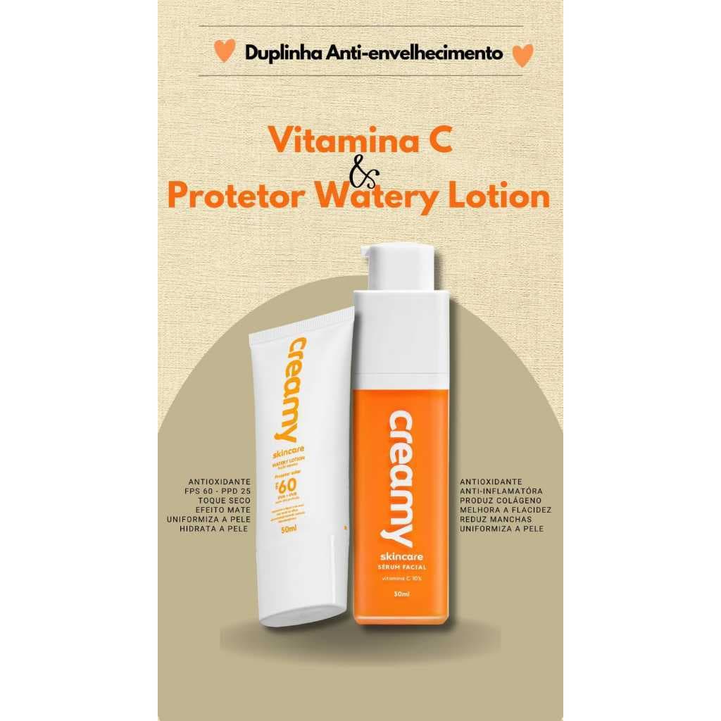 Sérum Vitamina C 10% Creamy Skincare Antioxidante Facial Anti-Idade Iluminador Clareador 30ml Original